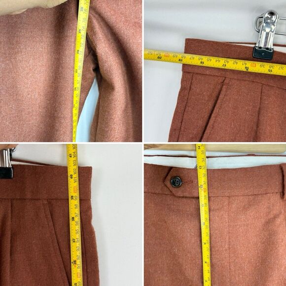 Paul Frederick Men’s 36x28 Brown Pleated Dress Pants Cuffed Wool Cashmere - Picture 13 of 14
